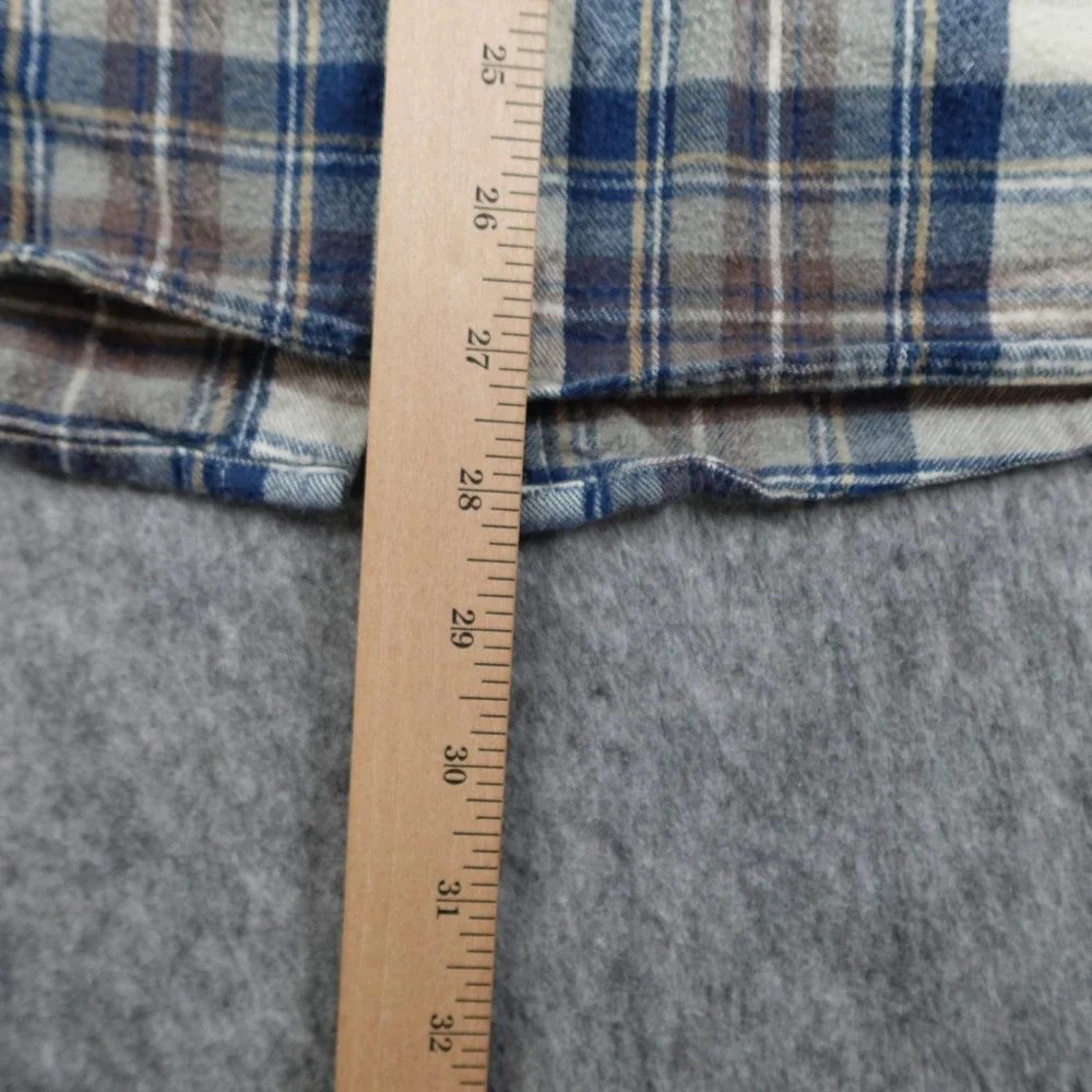 LL Bean Top Womens Large Blue Scotch Plaid Flannel Cotton‎ Long Sleeve Button